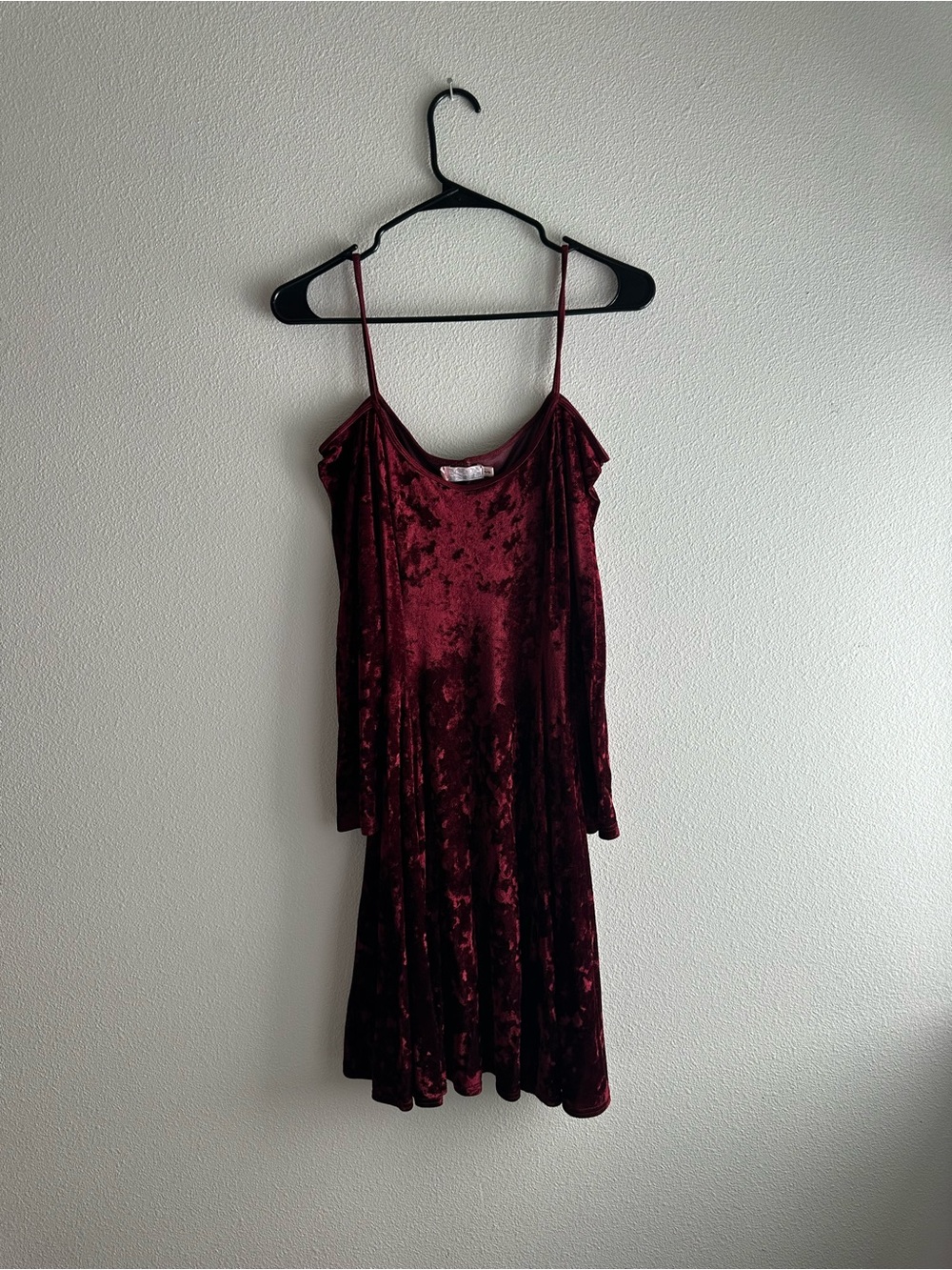 Moda International Vintage Velvet Off-Shoulder Slip Dress - Burgundy